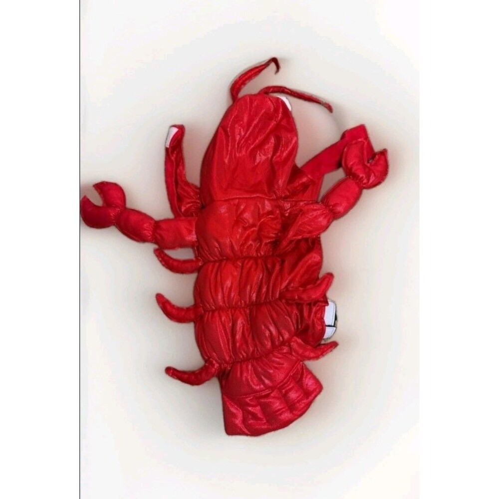 Plush Lobster Crawfish Dog Halloween Costume Size Large Red w/ Hood Belly Straps